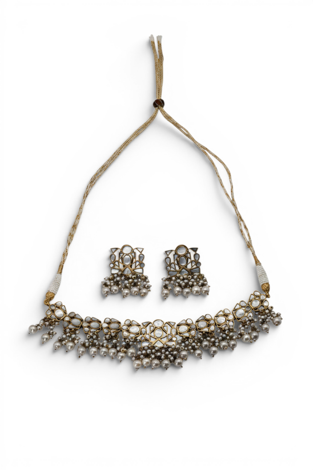 Mother of Pearl Pearl Fringe Choker Set