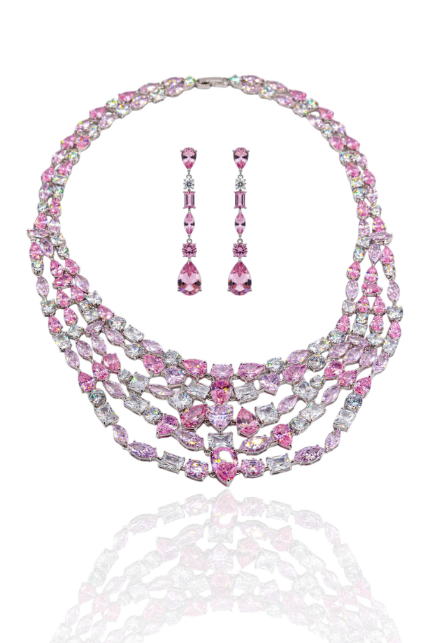 Blush Pink Cascade Necklace Set