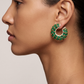 Emerald Sculpted Hoop Earrings
