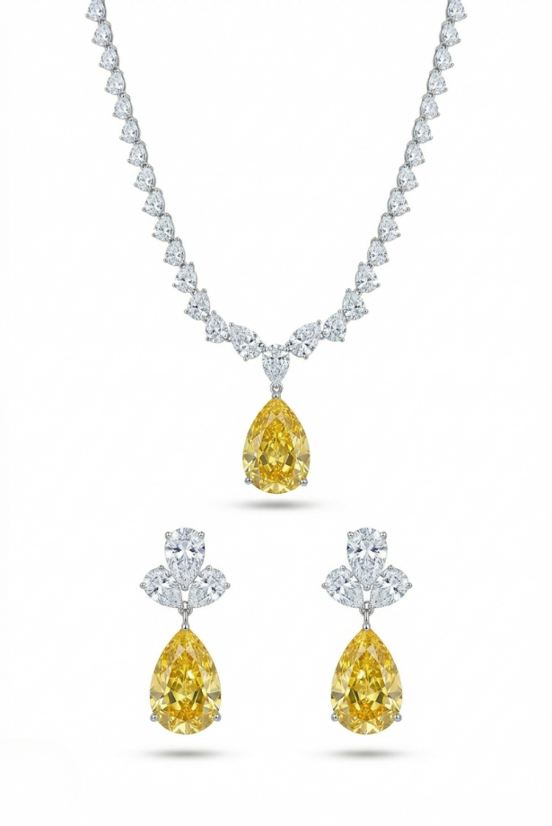 Golden Nights Solitaire Necklace set – Dubai Luxury Essentials