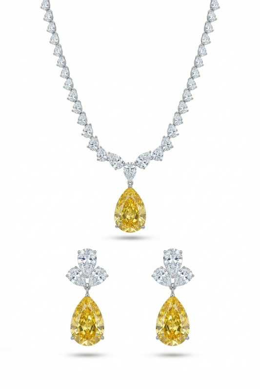 Golden Nights Solitaire Necklace set – Dubai Luxury Essentials