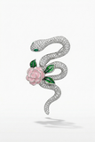 Silver Snake & Rose Brooch