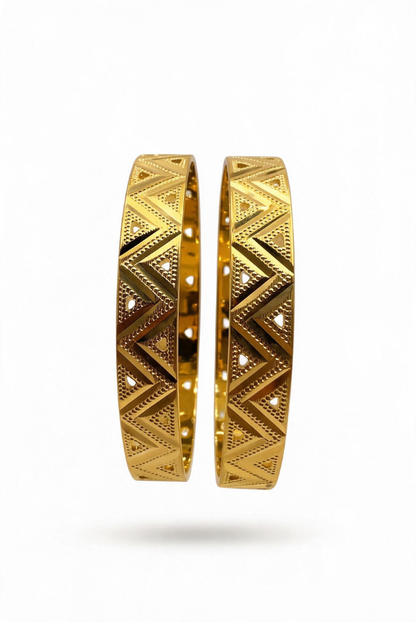 Gold Chevron Heritage Bangle Pair