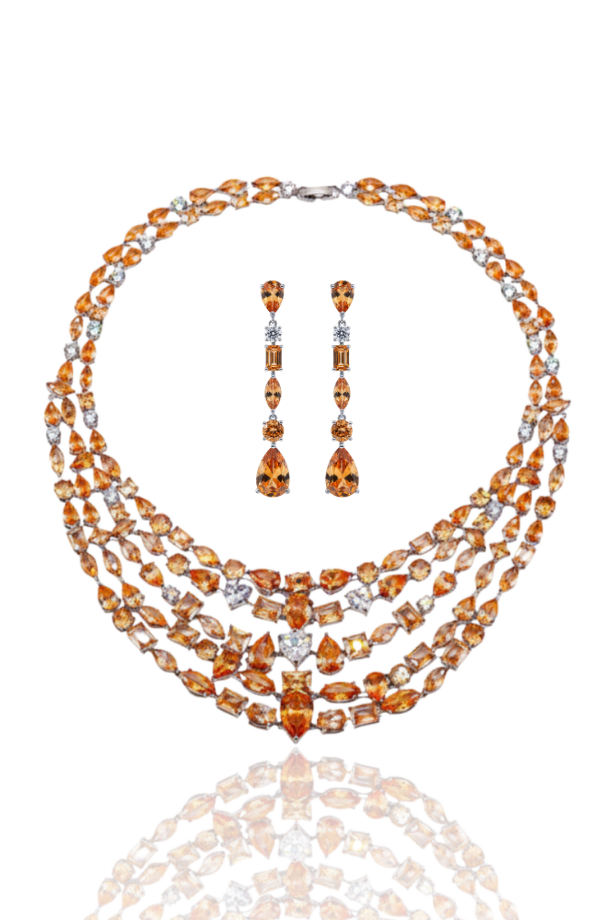Citrine Cascade Statement Necklace Set