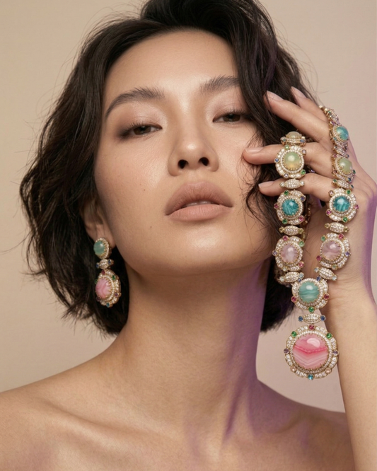 Multicolor Gemstone Statement Necklace – Indian Luxury