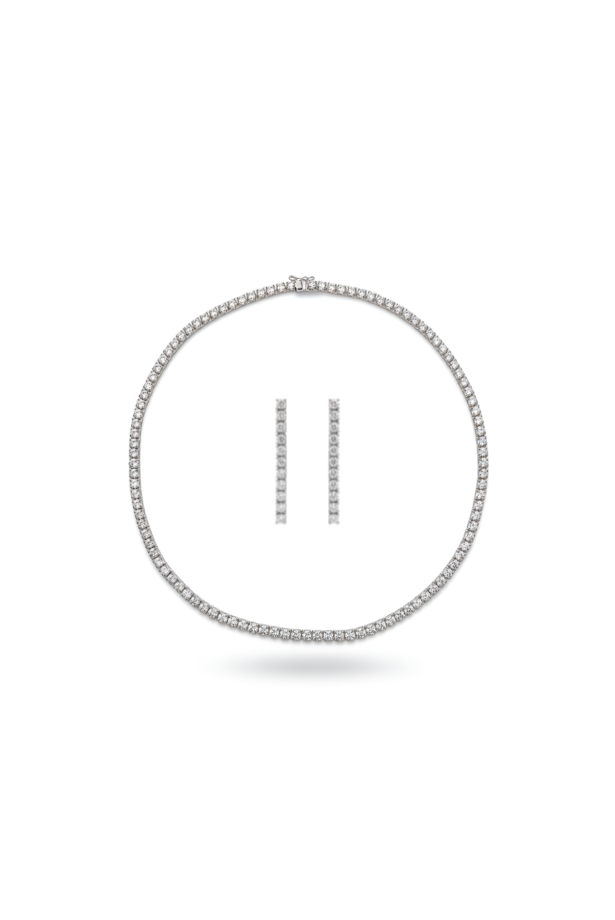 Petite Silver Tennis Necklace & Earring Set