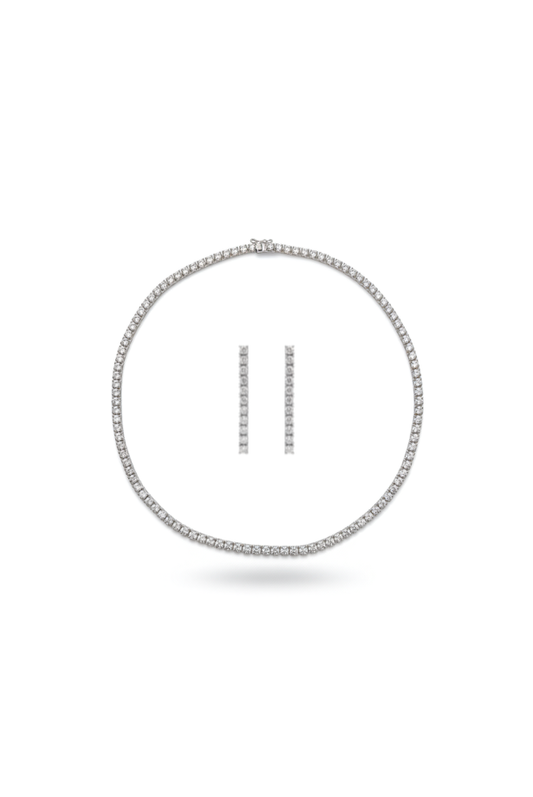 Petite Silver Tennis Necklace & Earring Set