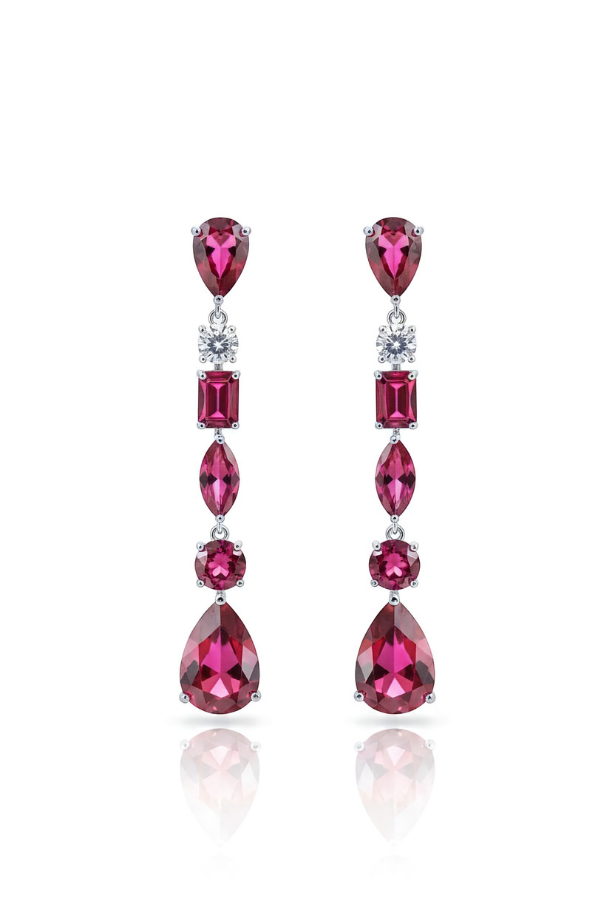 Ruby Cascade Statement Earring