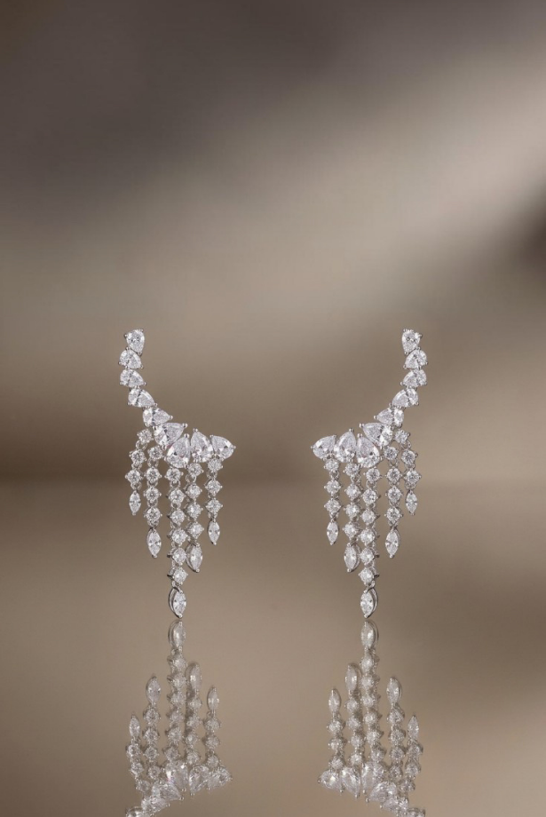 Marquise Fringe Chandelier Earrings