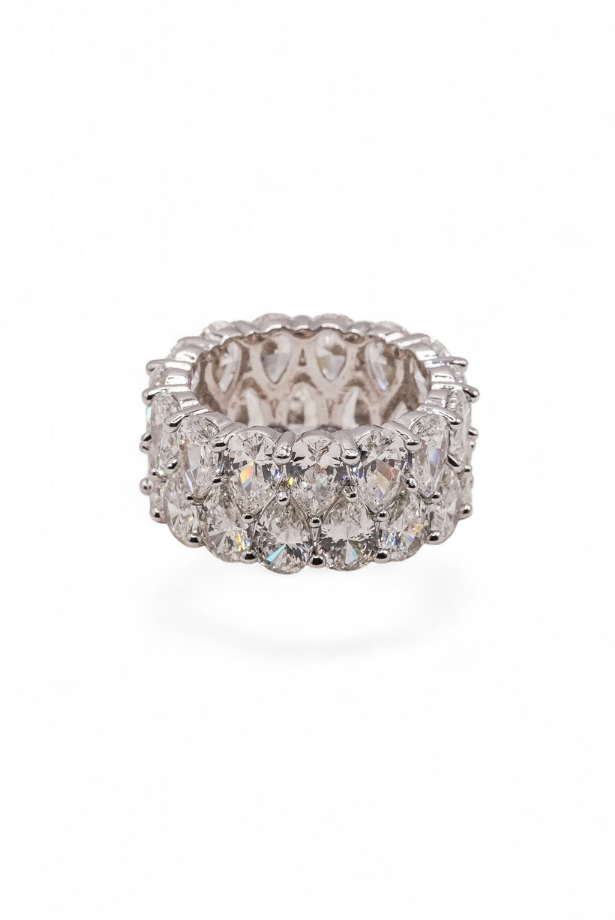 Eternal Radiance Double Row Oval Diamond Eternity Band Ring