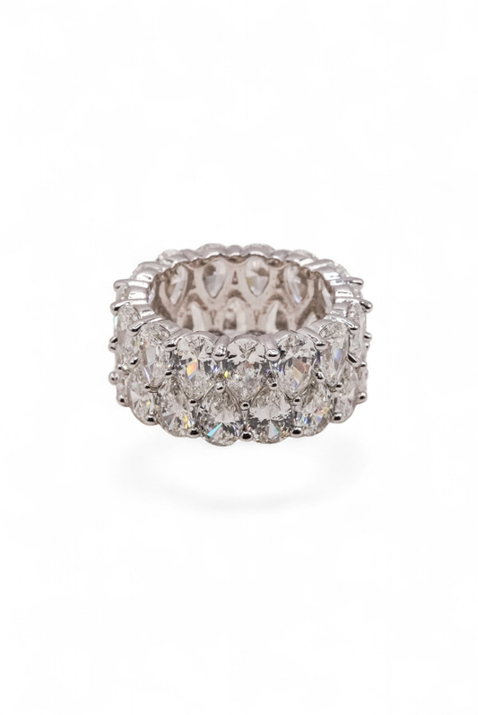 Eternal Radiance Double Row Oval Diamond Eternity Band Ring