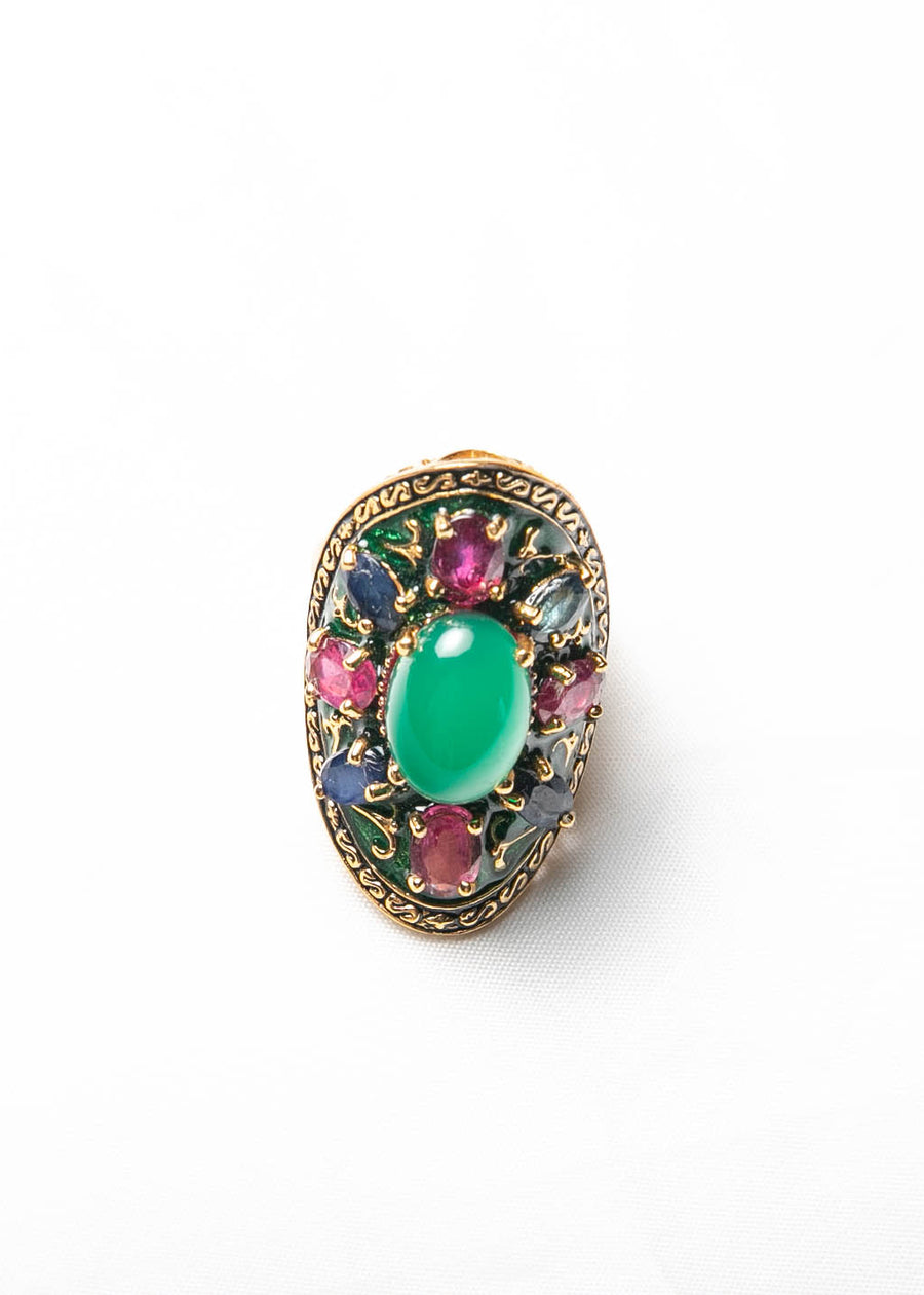 Multi Gemstone With Emerald Ring - LABELRM
