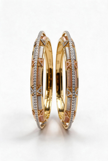 Tri-Tone Regal Spark Bangle Pair
