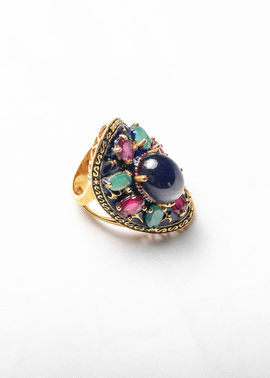 Multi Gemstone With Sapphire Ring - LABELRM