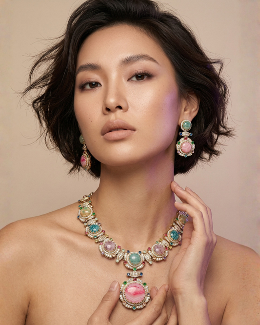 Multicolor Gemstone Statement Necklace – Indian Luxury