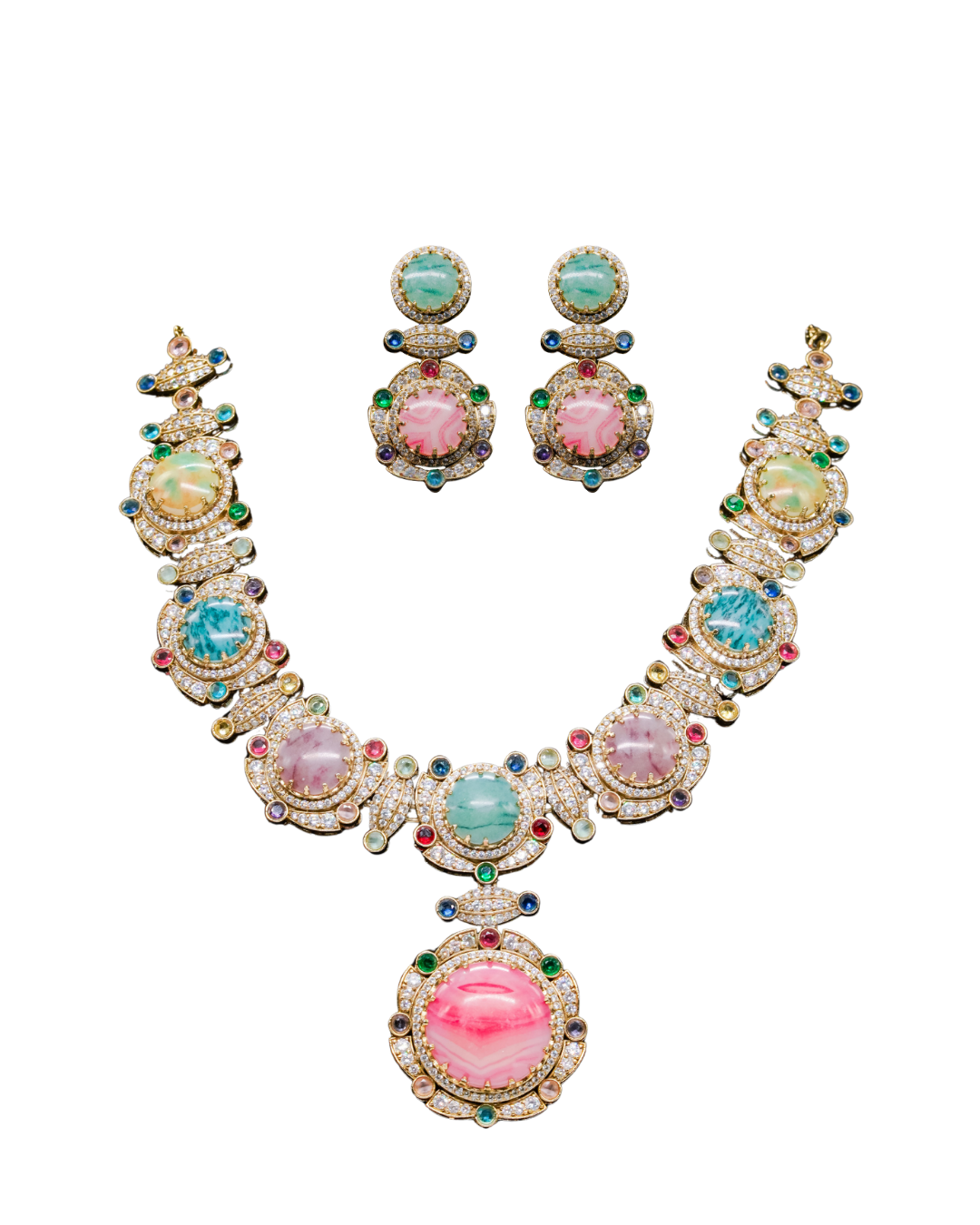 Multicolor Gemstone Statement Necklace – Indian Luxury