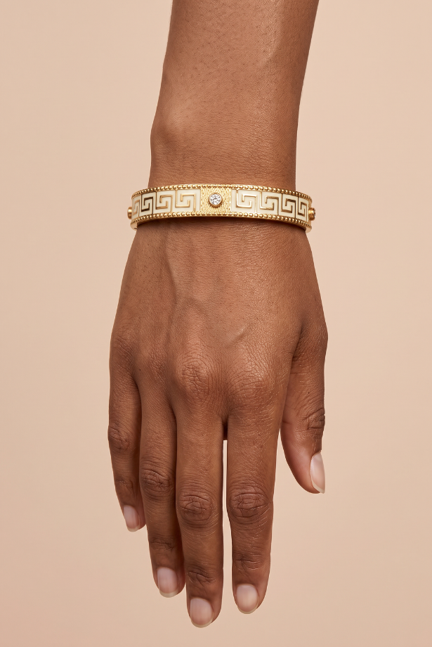 Ivory Grecian Gold Hinged Bangle