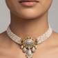 Turquoise Lotus Pearl Choker Set