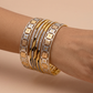 Two-Tone Celestial Grid Bangle Stack