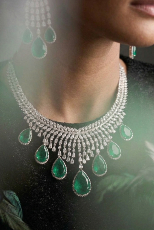 Midnight Emerald Illusion Necklace set