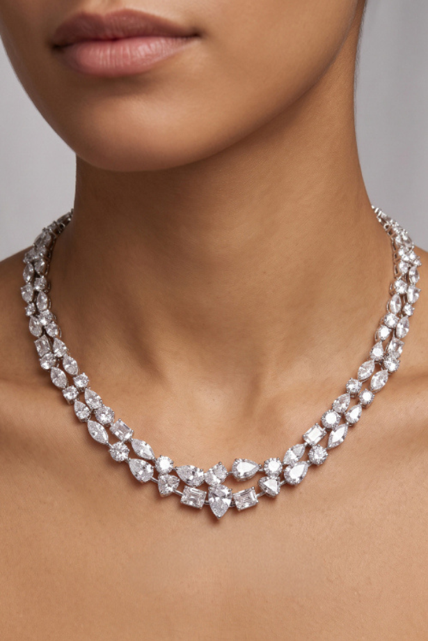 Classic Diamond Statement Necklace Set