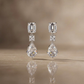 Emerald Cut Trio Drop Earrings