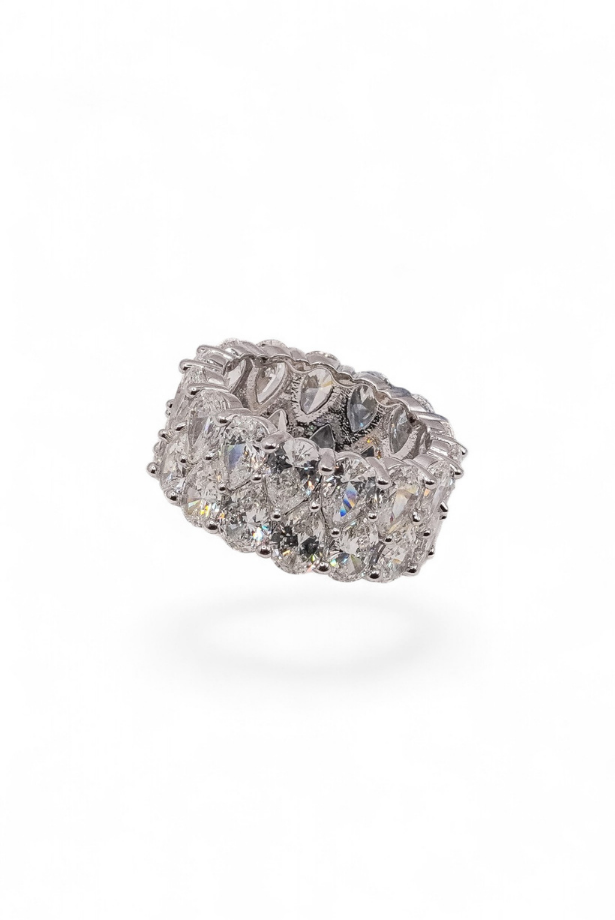 Eternal Radiance Double Row Oval Diamond Eternity Band Ring