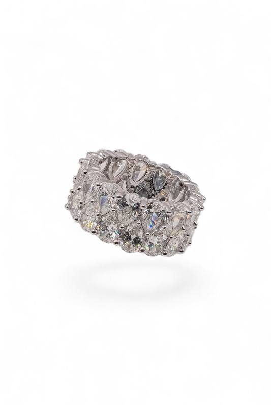 Eternal Radiance Double Row Oval Diamond Eternity Band Ring