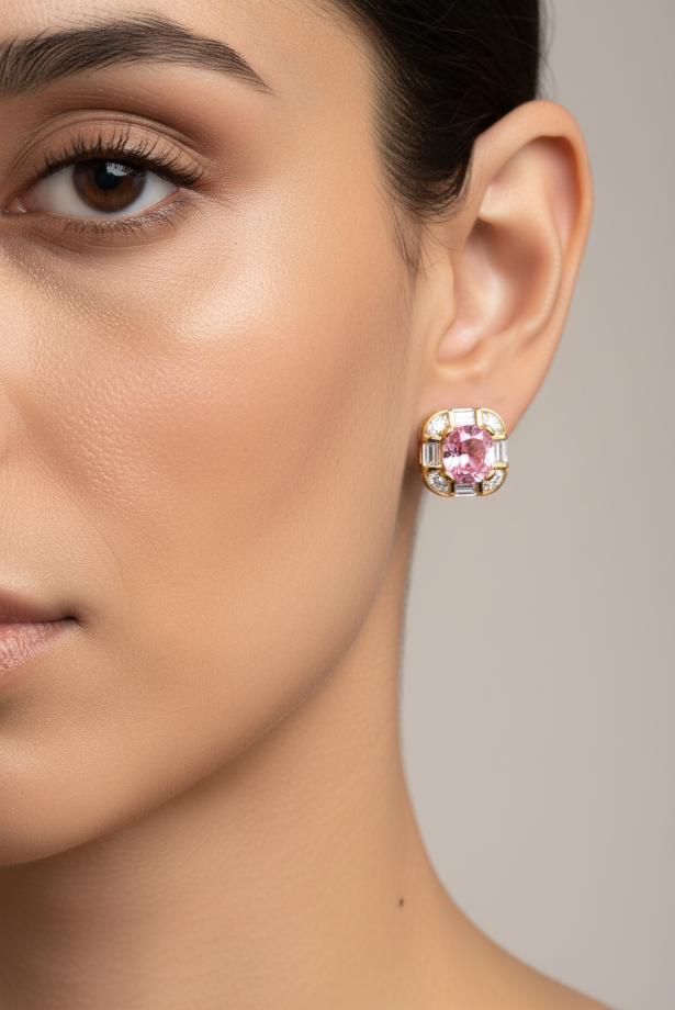 Blush Pink Cushion Statement Studs