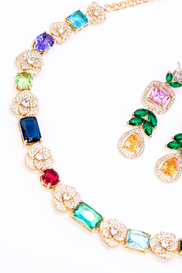 Celestial Multicolor Crystal Necklace Set