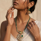 Peacock Emerald Polki Pendant Necklace