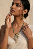 Peacock Emerald Polki Pendant Necklace