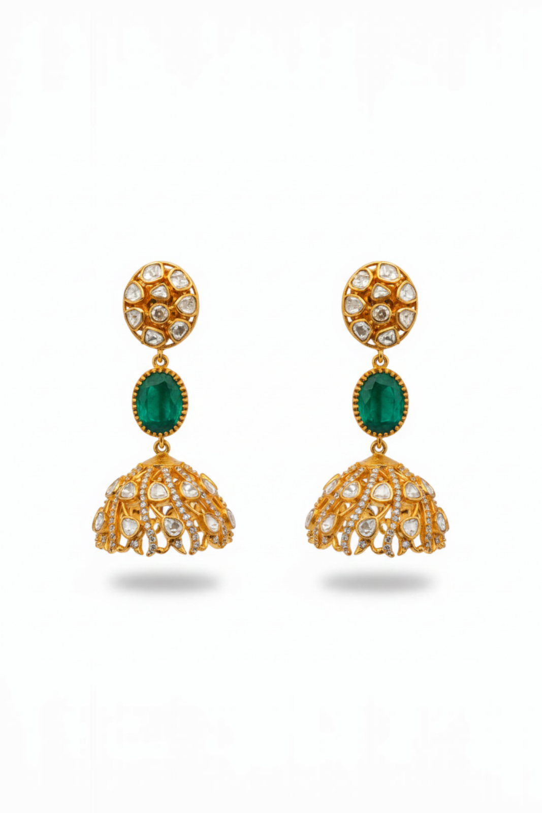 Peacock Emerald Polki Pendant Necklace