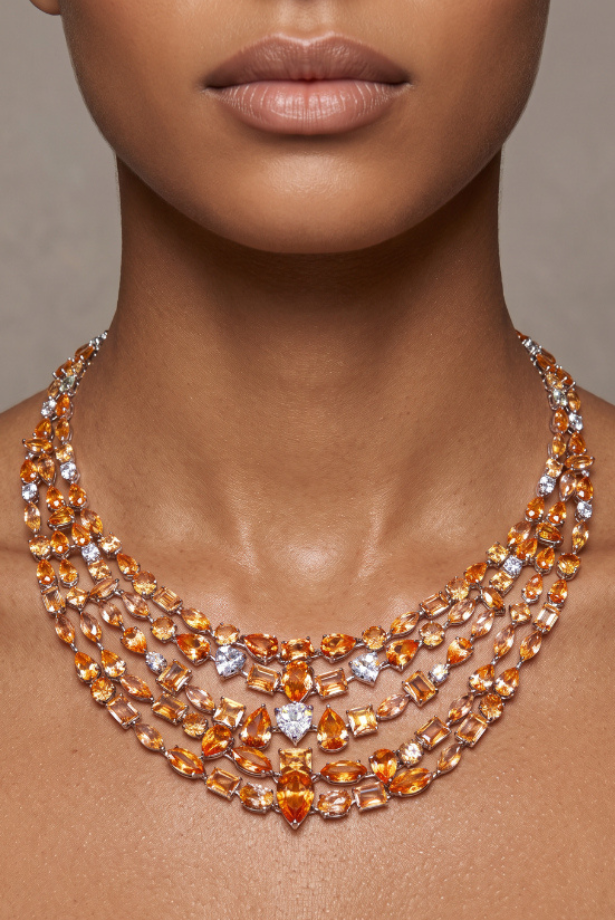 Citrine Cascade Statement Necklace Set