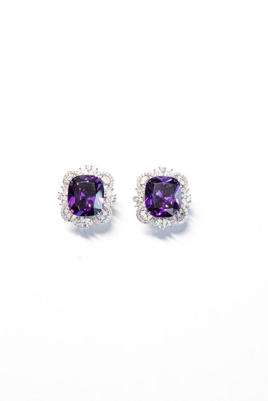 Amethyst Halo Studs