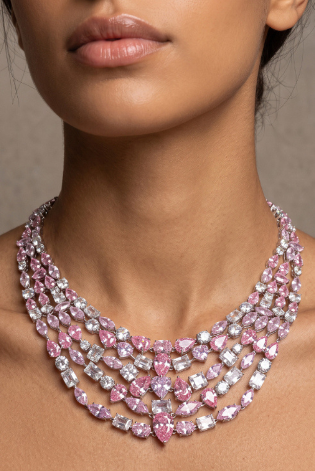 Blush Pink Cascade Necklace Set