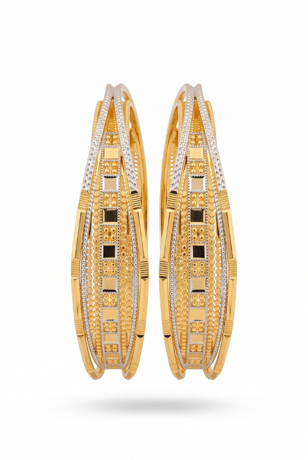 Two-Tone Imperial Lattice Bangle Pair