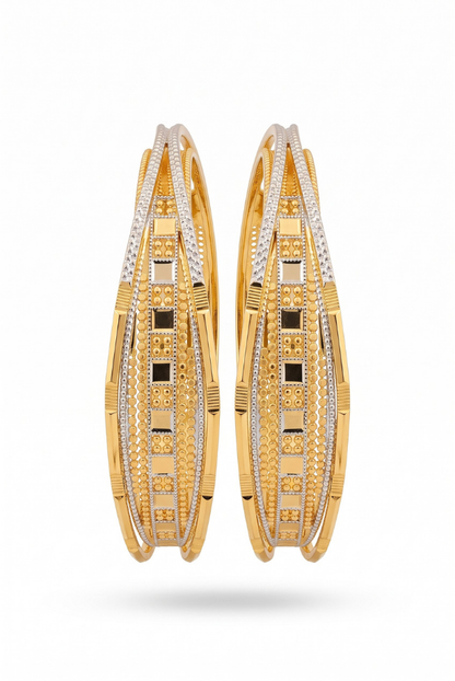 Two-Tone Imperial Lattice Bangle Pair