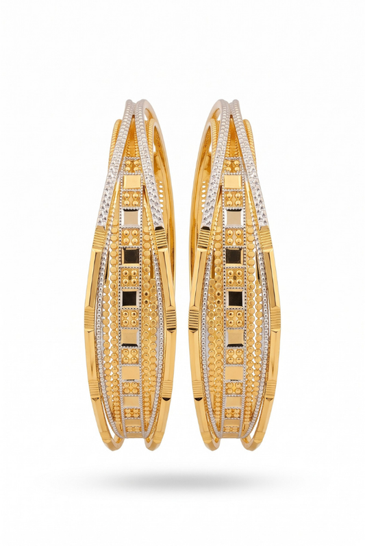 Two-Tone Imperial Lattice Bangle Pair