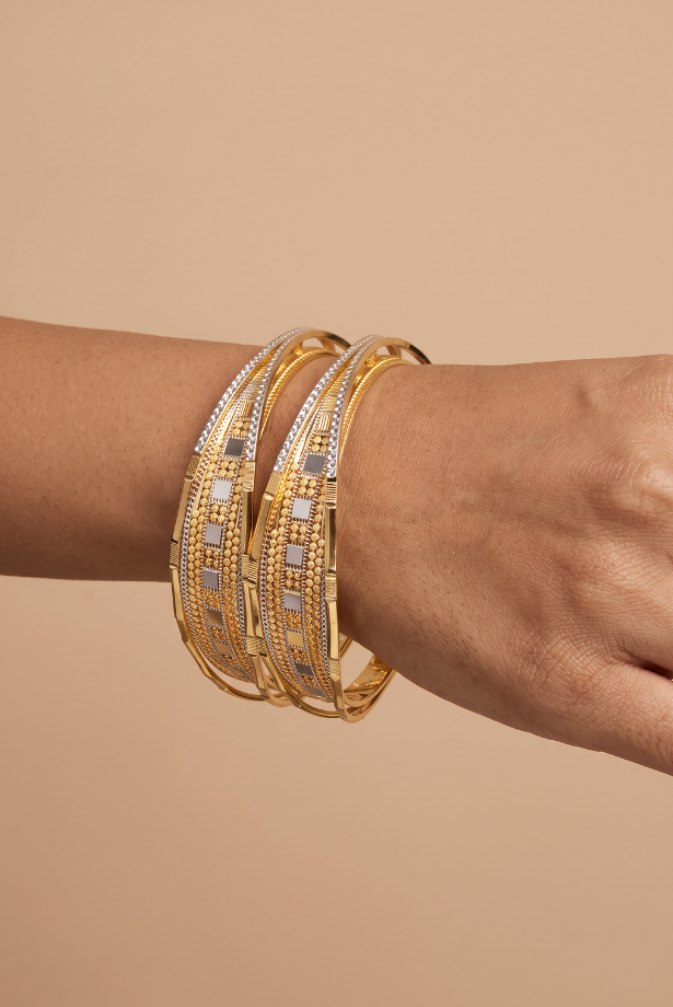 Two-Tone Imperial Lattice Bangle Pair