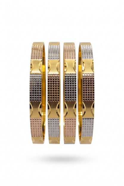 Tri-Tone Diagonal Gleam Bangle Set