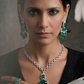 Bridal Pear Drop Emerald Necklace Set
