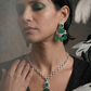 Bridal Pear Drop Emerald Necklace Set