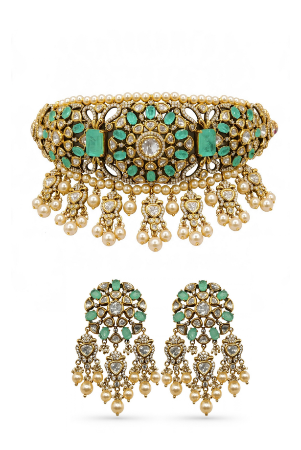 Emerald Empress Kundan Choker Set