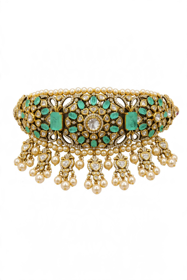 Emerald Empress Kundan Choker Set