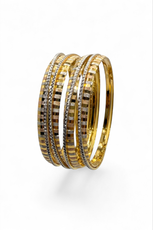 Two-Tone Linear Radiance Bangle Stack