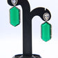Emerald Green Elongated Drop Earrings- 925 Sterling Silver