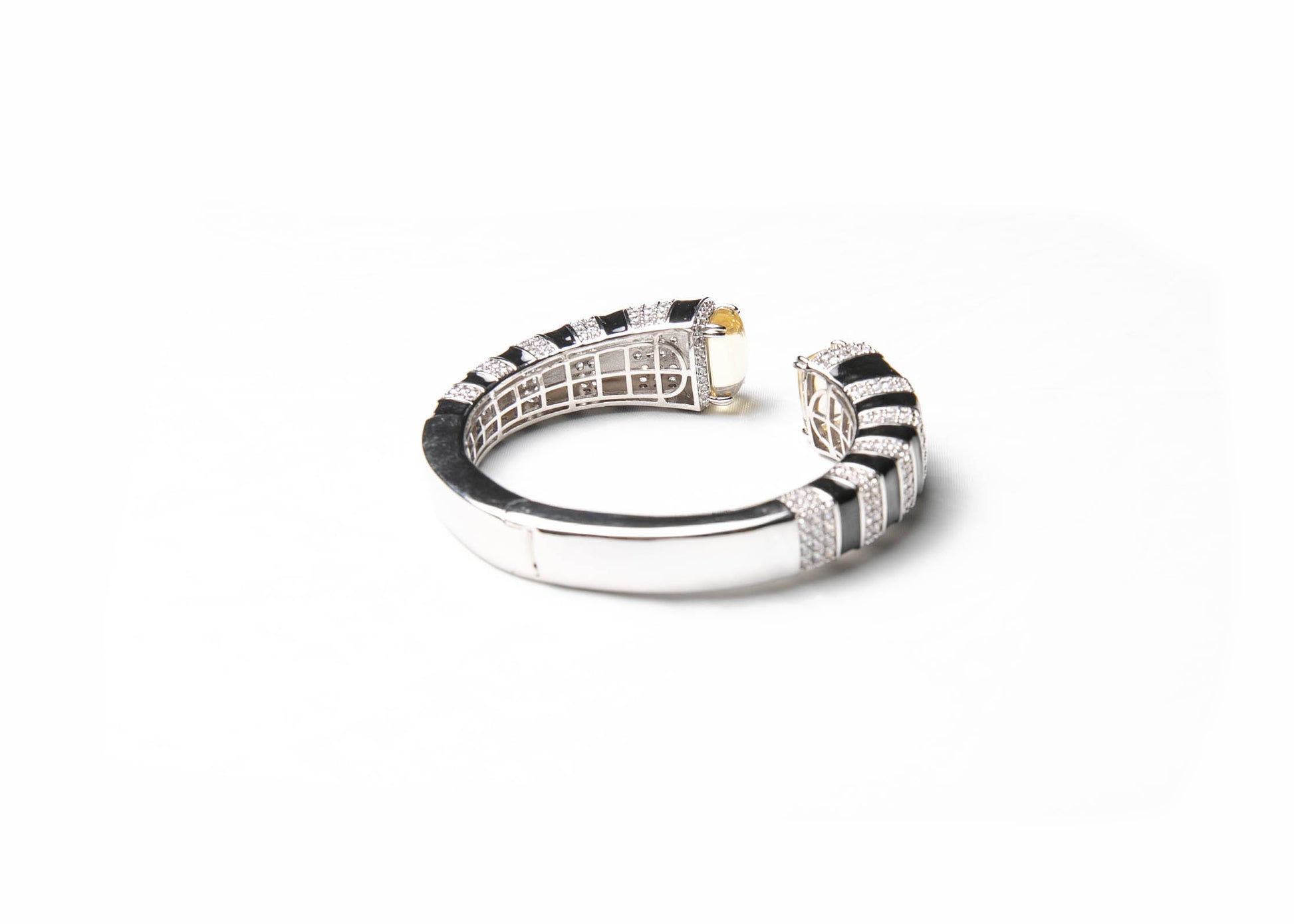 Silver with zircon stones and black enameling bangle - LABELRM