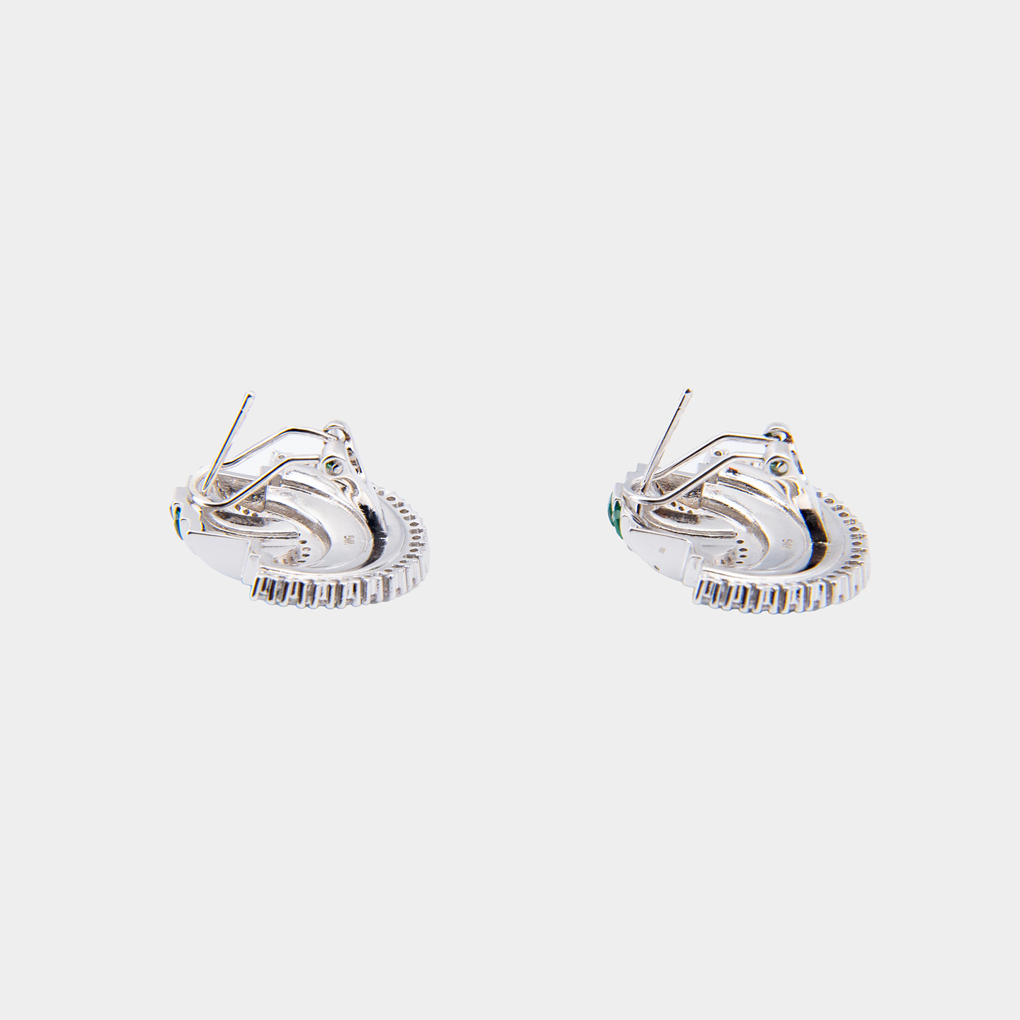 Emerald Radiance Stud Earrings | Invisible Setting with Cubic Zirconia
