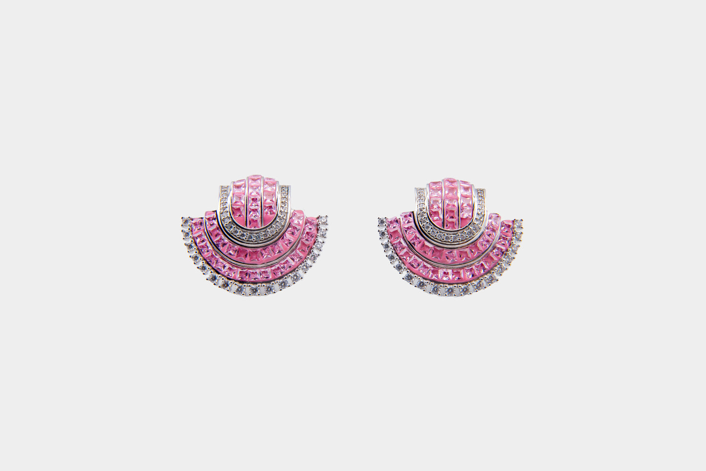 Pink Princess Fan Stud Earrings